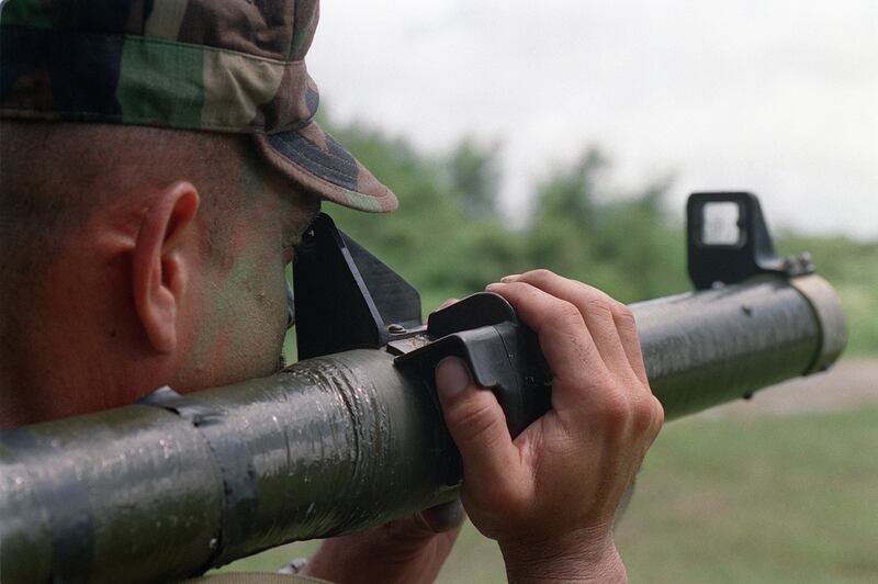 A US Marine Corps staff sergeant aims a M72 Light Anti-tank Weapon. Photo: US National Archives