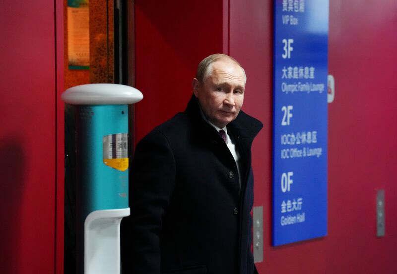 Russia President Vladimir Putin arrives for the opening ceremony. Getty