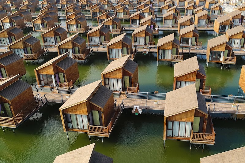 There's hundreds of Dutch-style cabins on Yue Tuo Island Resort near Laoting in Tangshan, China.