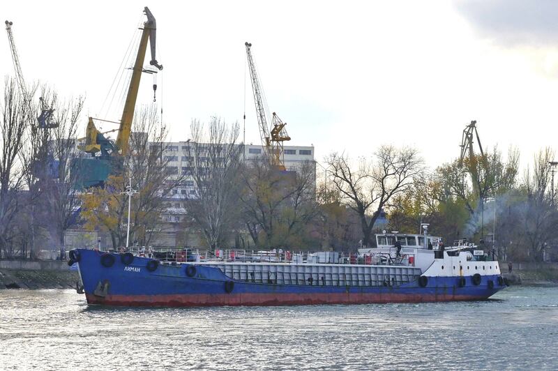 The 'Xelo' sails off Rostov-on-Don, Russia, in November 2017. It sank with a cargo of at least 750 tonnes of diesel. Reuters