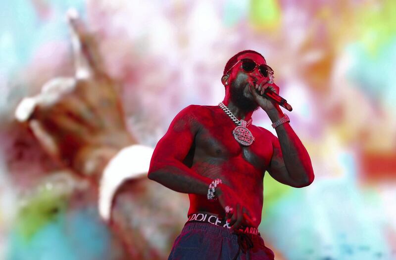 ABU DHABI, UNITED ARAB EMIRATES , Nov 29 – 2019 :- Gucci Mane performing at the F1 concert held at Du Arena in Yas Circuit in Abu Dhabi. ( Pawan Singh / The National )  For News/Instagram/Online.