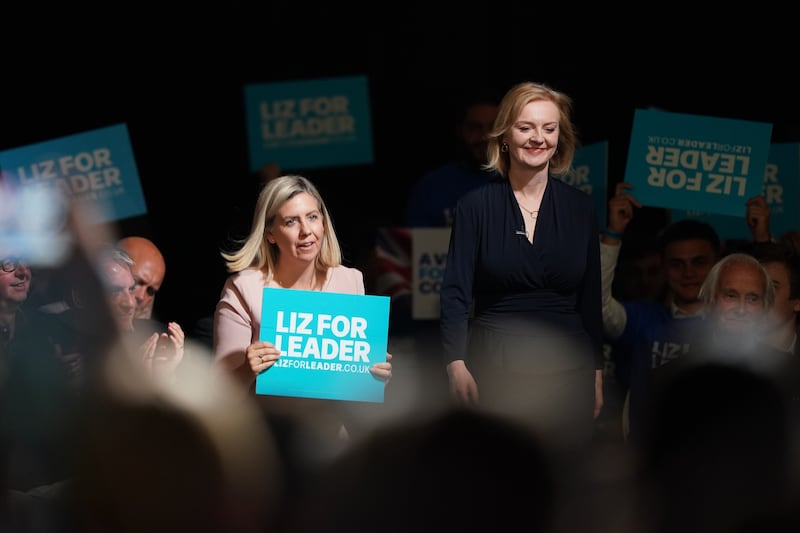Ms Truss at a hustings event at the Pavilion conference centre at Elland Road in Leeds. PA