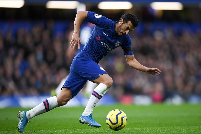 LONDON, ENGLAND - NOVEMBER 30: Pedro of Chelsea in action during the Premier League match between Chelsea FC and West Ham United at Stamford Bridge on November 30, 2019 in London, United Kingdom. (Photo by Mike Hewitt/Getty Images)