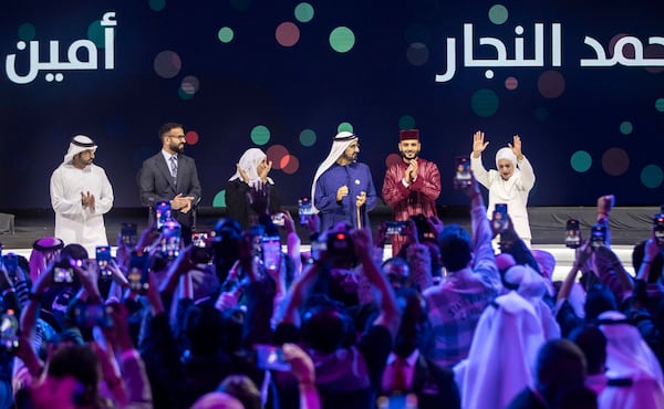 Sheikh Mohammed bin Rashid, Vice President and Ruler of Dubai, with the four 2024 Hope Makers finalists. The National