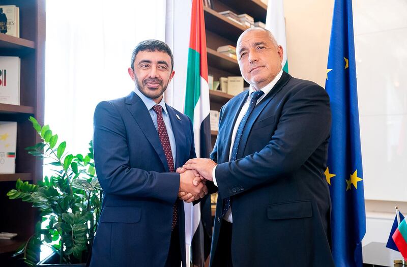 Prime Minister of Bulgaria receives Abdullah bin Zayed. WAM