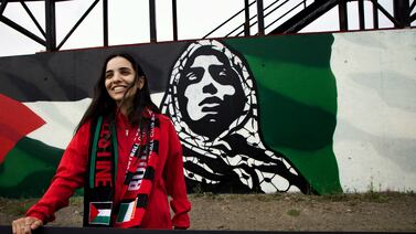 National Palestinian football player Bisan Abuaita in Dublin ahead of Palestine's friendly match with the Bohemian Club in Dublin.