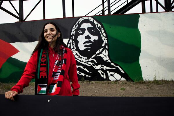 National Palestinian football player Bisan Abuaita in Dublin ahead of Palestine's friendly match with the Bohemian Club. Hannah McCarthy