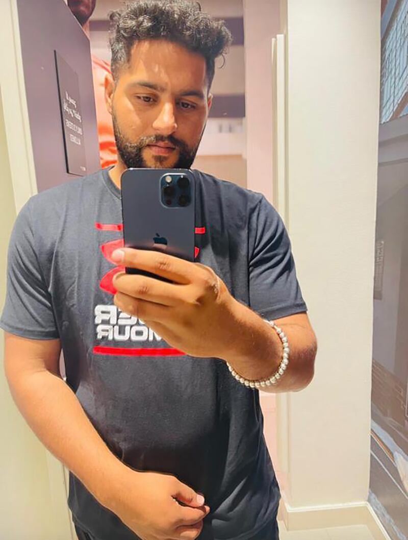 Singh takes a self-portrait inside his Abu Dhabi residence. Photo: Singh family