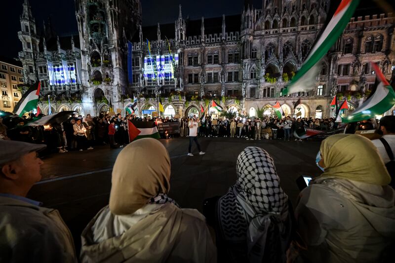 Demonstrators carry Palestinian flags in Munich, Germany. Getty Images