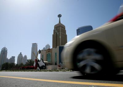 DUBAI - MARCH 30,2008 -Hard Rock Cafe  in Dubai Marina when first constructed in Dubai is sorrounded by desert because of the development going on high rise buildings and concrete road was developed.  ( Paulo Vecina / The National ) *** Local Caption *** PV Hard Rock 11.JPG