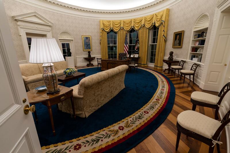 The Oval Office of the White House is newly redecorated for US President Joe Biden's administration. AP Photo