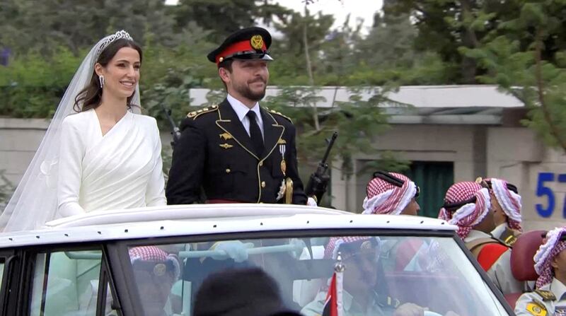 Prince Hussein and Princess Rajwa travel between Zahran and Al Husseiniya palaces. Reuters