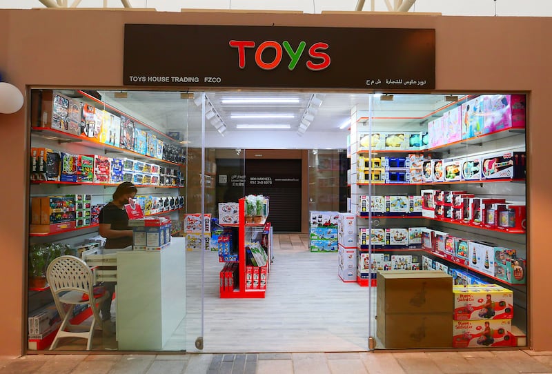 A toy shop welcomes visitors at the Souk Al Marfa.