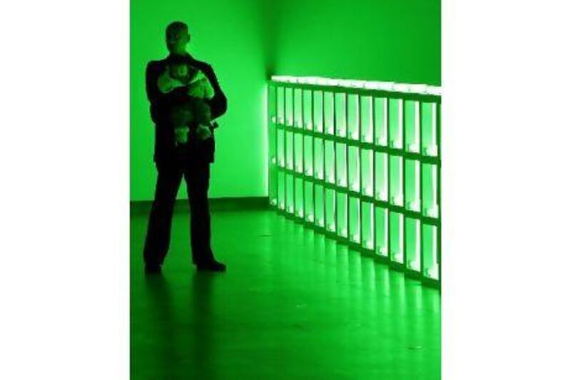 An untitled installation using green fluorescent lighting by the US artist Dan Flavin in the Hayward Gallery in London in 2006. European bureaucrats have ruled that, for tax purposes, his work is not art.