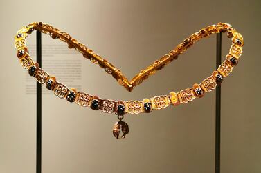 The 16th century enamelled gold collar on display at The Met in New York. Courtesy Louvre Abu Dhabi