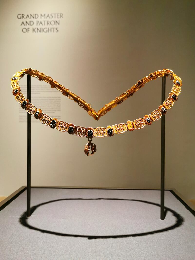 The 16th century enamelled gold collar on display at The Met in New York. Courtesy Louvre Abu Dhabi