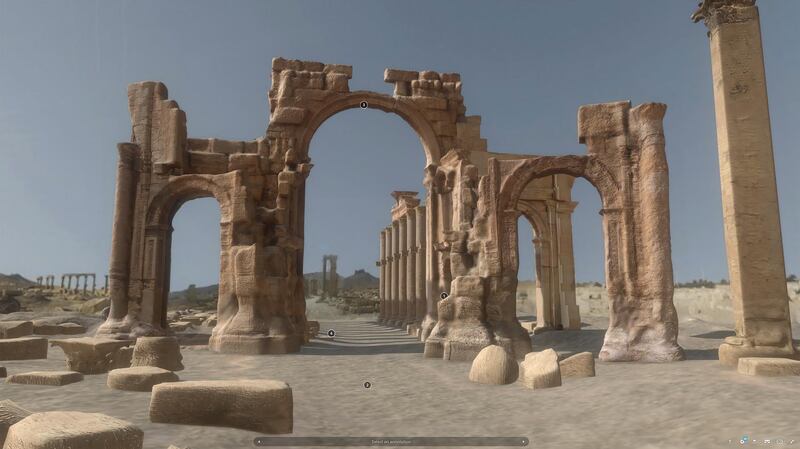 3D imagery of the Arch of Triumph in Palmyra. Arc/k