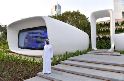Sheikh Mohamnmed bin Rashid, Vice President and Ruler of Dubai, opened the Office of the Future in a 3D printed building in 2016. A 3D printed villa is planned. Wam