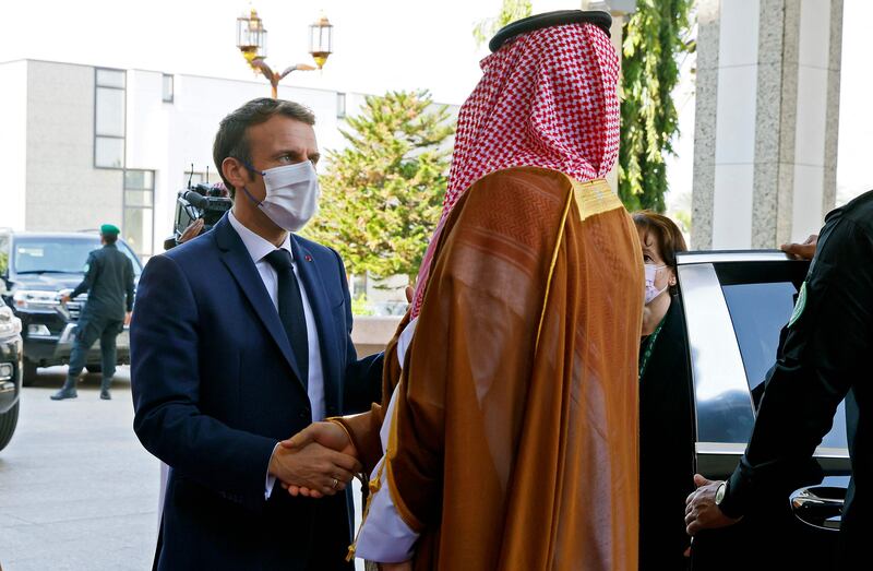 Mr Macron considers Saudi Arabia central to stabilising regional tensions with Iran, as well as an ally in the fight against Islamist militants from the Middle East to West Africa. AFP