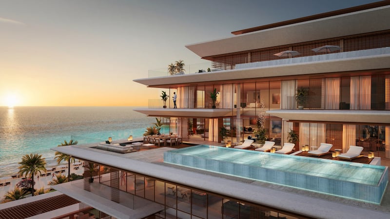 A rendering of the penthouse's terrace at Nobu Residences Abu Dhabi. Photo Aldar