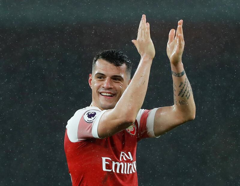 Centre midfield: Granit Xhaka (Arsenal) – Fooled David de Gea with his opening goal against Manchester United. Also got the better of United in the centre of the pitch. Reuters