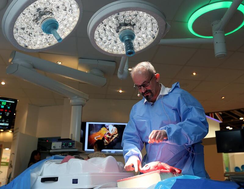 Andre Simon of Royal Brompton & Harefield Hospitals during a demonstration in Dubai. Satish Kumar / The National