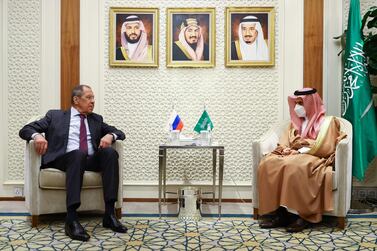 Russian Foreign Minister Sergey Lavrov met Saudi Arabia's Prince Faisal bin Farhan in Riyadh on Wednesday. AFP
