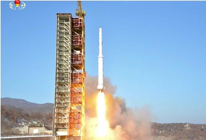 A North Korean long-range rocket is launched on February 7, 2016.  Yonhap / Reuters