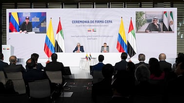 UAE President Sheikh Mohamed witnessed the signing of the UAE-Colombia Comprehensive Economic Partnership Agreement. Wam
