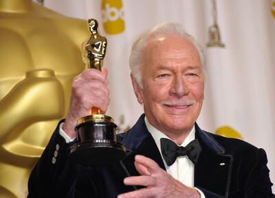 (FILES) In this file photo taken on February 26, 2012 Christopher Plummer holds his Oscar for best actor in a supporting role for 'Beginners' in the press room at the 84th Annual Academy Awards in Hollywood, California. Christopher Plummer, the Canadian-born actor who starred in films including “The Sound of Music” and “Beginners,” died on February 5, 2021 at his home in Connecticut. He was 91. / AFP / Joe KLAMAR

