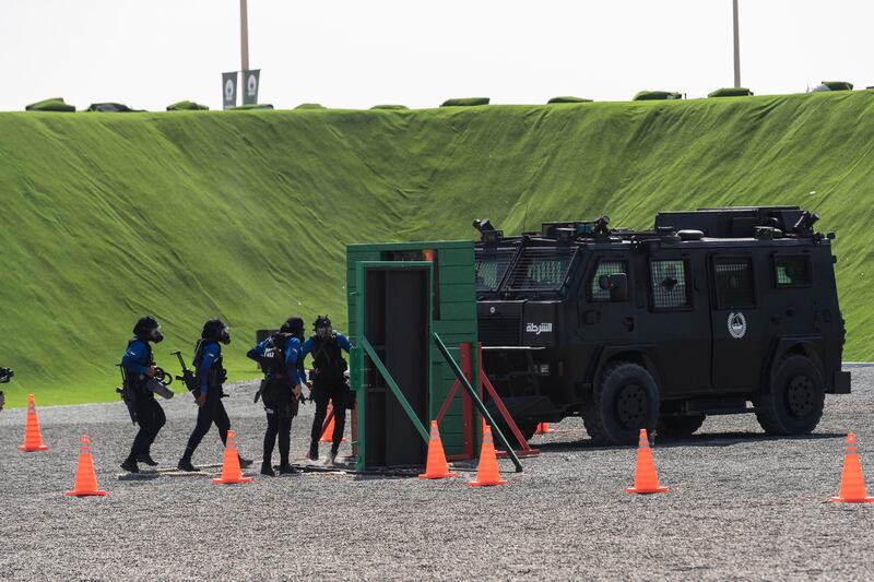 Dubai Police's female squad at the UAE Swat Challenge, which is being held at the force's training centre in Al Rowaiyah until Friday

