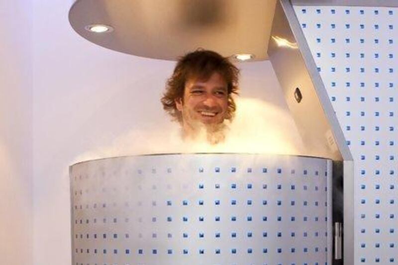 Neil Vorano has the full body treatment at Cryo Health in Dubai. Antonie Robertson / The National