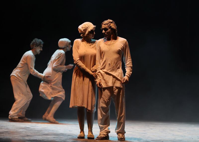 A Tunisian dance group performs 'May B' by Maguy Marin at the Carthage Choreographic Days in Tunis