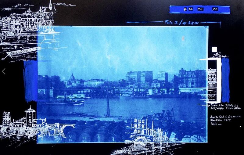 "Cyanotype Paris"  2013 by Didier Naert. Courtesy of the artist. The exhibition is presented at Sofitel Dubai Jumeirah Beach, from June 4 to July 31, and is presented by Alliance Française Dubai and Andidote.