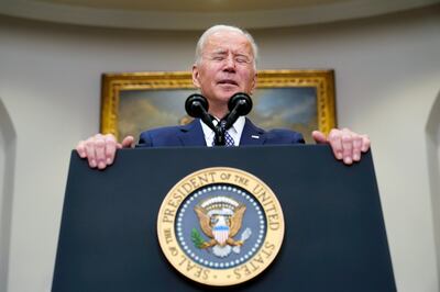President Joe Biden speaking about the situation in Afghanistan from the Roosevelt Room of the White House in Washington, on August 24, 2021. AP