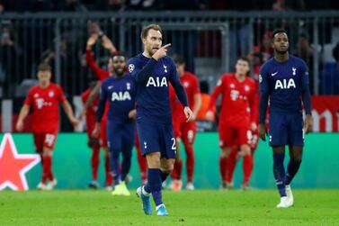 Soccer Football - Champions League - Group B - Bayern Munich v Tottenham Hotspur - Allianz Arena, Munich, Germany - December 11, 2019 Tottenham Hotspur's Christian Eriksen and Ryan Sessegnon react after conceding their second goal scored by Bayern Munich's Thomas Muller REUTERS/Michael Dalder