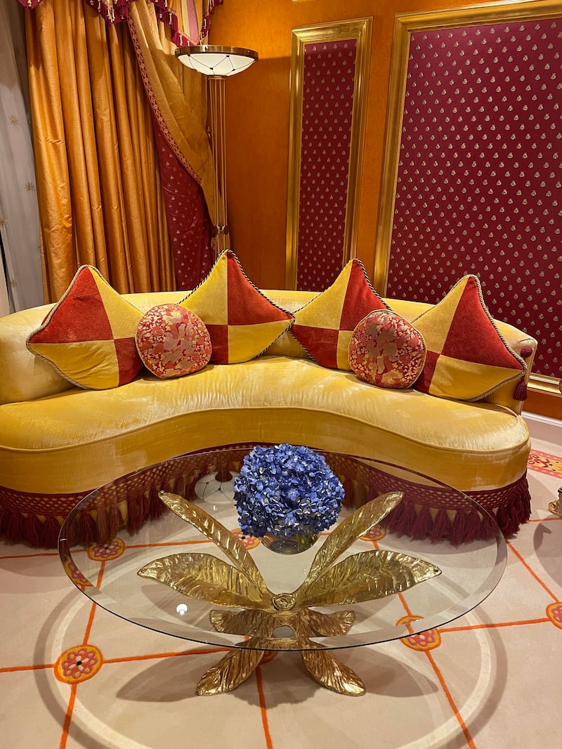 A plush cushion inside the pink bedroom as part of the Royal Suite in the Burj Al Arab. Janice Rodrigues / The National