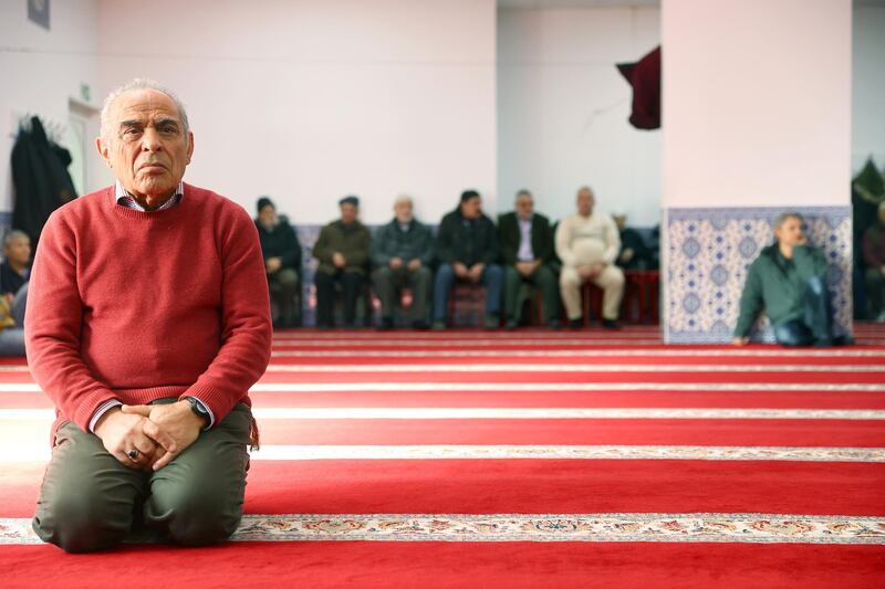 Men attend the Friday prayer following a shooting, at the mosque in Hanau, near Frankfurt, Germany. Reuters