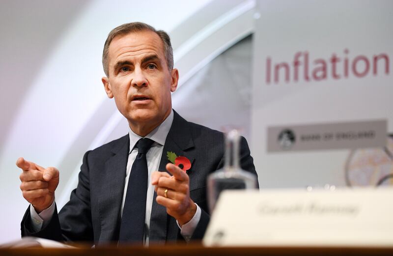 epa06303700 Bank of England Governor Mark Carney speaks during a press conference at the Bank of England in London, Britain, 02 November  2017. Bank of England Governor Carney announced that the Bank of England has increast interest rates from 0.25 percent to 0.50 percent.  EPA/ANDY RAIN