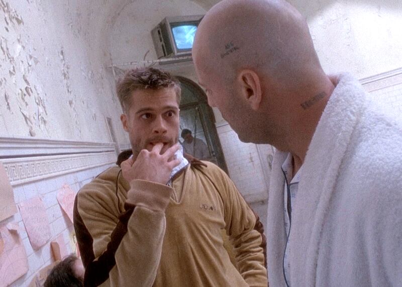 Brad Pitt, left, and Bruce Willis in 12 Monkeys
CREDIT: Universal Pictures *** Local Caption ***  al10oc-time-12Monkeys.jpg