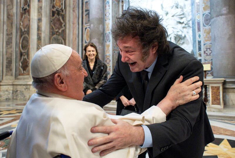 Argentina's President Javier Milei meets Pope Francis at the Vatican. Reuters