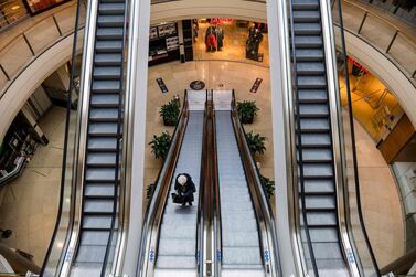 An almost deserted shopping centre in Dresden, eastern Germany. Eurozone GDP fell 0.6% in the final three months of 2020. AFP