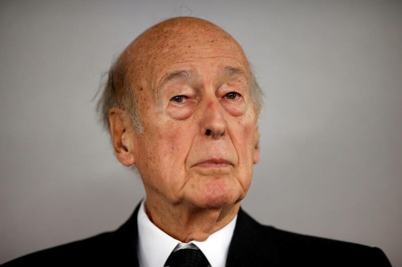 FILE PHOTO: Former French President Valery Giscard d'Estaing attends the World Nuclear Exhibition 2014  (WNE), the trade fair event for the global nuclear energy sector, in Le Bourget, near Paris October 14, 2014. REUTERS/Benoit Tessier/File Photo