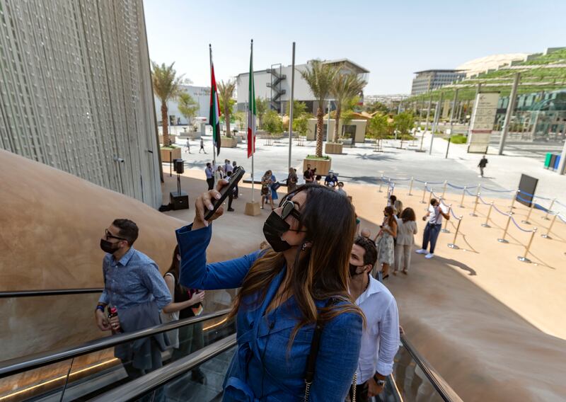 Inside the Italy pavilion on the first day of Expo 2020 in Dubai. Chris Whiteoak / The National