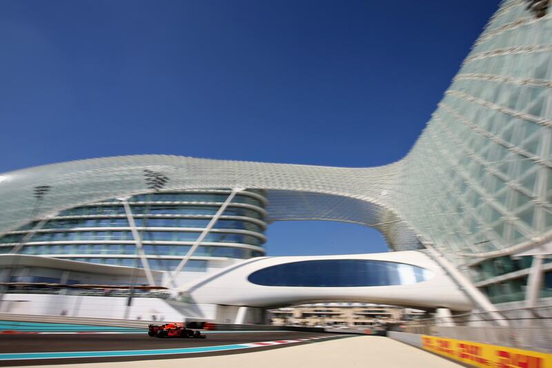 ABU DHABI, UNITED ARAB EMIRATES - NOVEMBER 23: Max Verstappen of the Netherlands driving the (33) Aston Martin Red Bull Racing RB14 TAG Heuer on track during practice for the Abu Dhabi Formula One Grand Prix at Yas Marina Circuit on November 23, 2018 in Abu Dhabi, United Arab Emirates.  (Photo by Charles Coates/Getty Images)