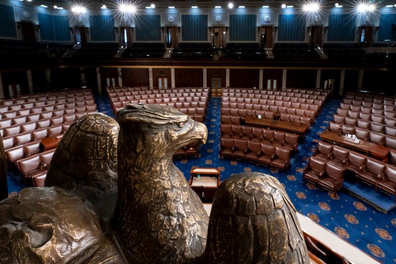 The chamber of the House of Representatives at the Capitol in Washington, where US President Joe Biden will deliver his State of the Union speech on Tuesday night. AP Photo