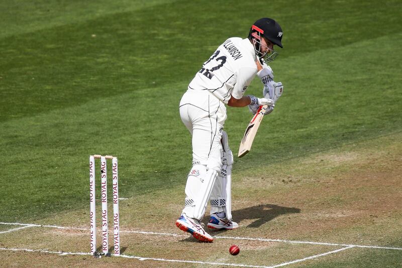 WELLINGTON, NEW ZEALAND - FEBRUARY 22: Kane Williamson of New Zealand bats during day two of the First Test match between New Zealand and India at Basin Reserve on February 22, 2020 in Wellington, New Zealand. (Photo by Hagen Hopkins/Getty Images)