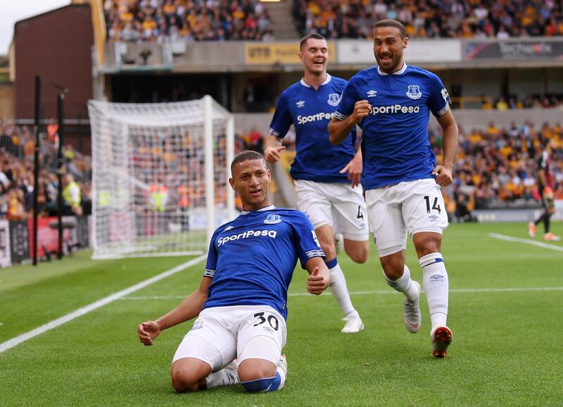 Left midfield: Richarlison (Everton) – The Brazilian shrugged off his £40 million fee with a debut brace as 10-man Everton earned a draw with promoted Wolves. Getty Images