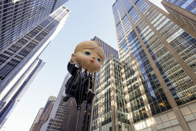 The Boss Baby balloon makes its way down Sixth Avenue. AP Photo