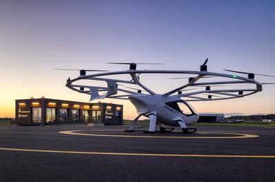 The VeloCity at a test 'vertiport' in Paris before next year's Olympics. Volocopter